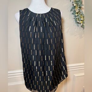 Woman's Black/Gold Sleeveless Blouse by Worthington    Size M
